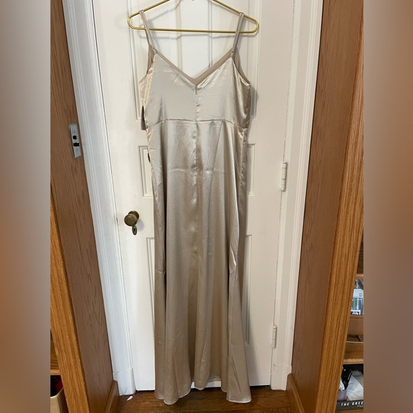 NWT Birdy Grey Catherine Dress. Shiny Satin - Neutral Champagne. Size Large. - Picture 8 of 11